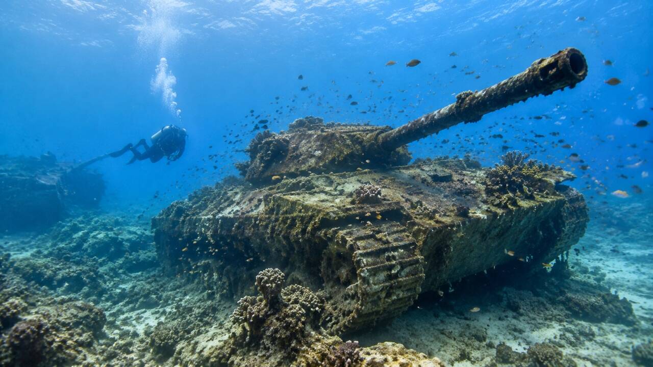 Artificial reefs off Hurghada: Sunken tanks host soft corals and fish ...