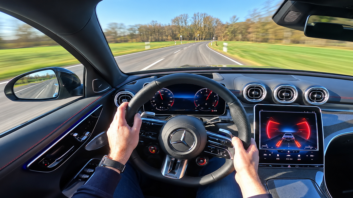Mercedes AMG C43 2.0 turbo electrified POV test drive and sound