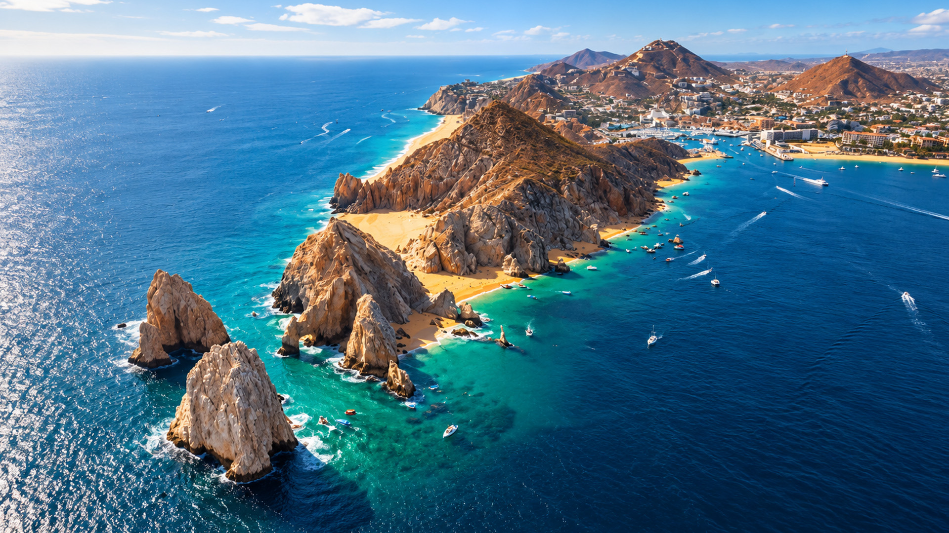 Wat ligt er tussen deze kliffen en turquoise water?