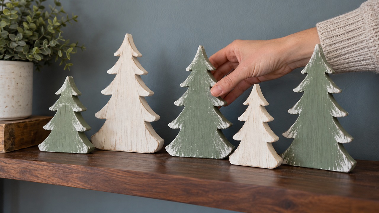 How do you turn plain wooden trees into a little winter forest?