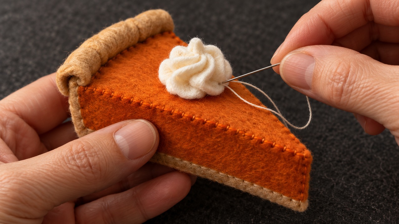 How to sew a felt pie slice with a cream topping