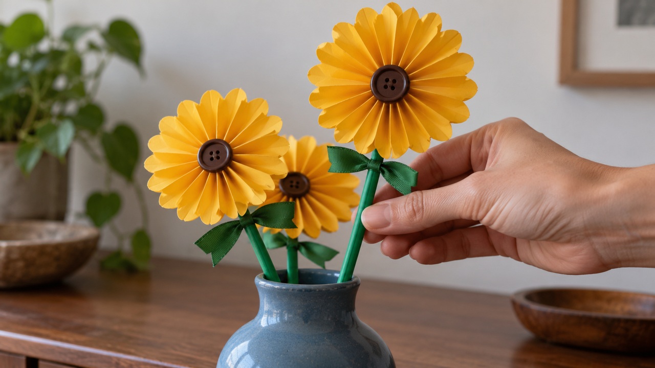 How to make folded paper sunflowers for a cheerful home display