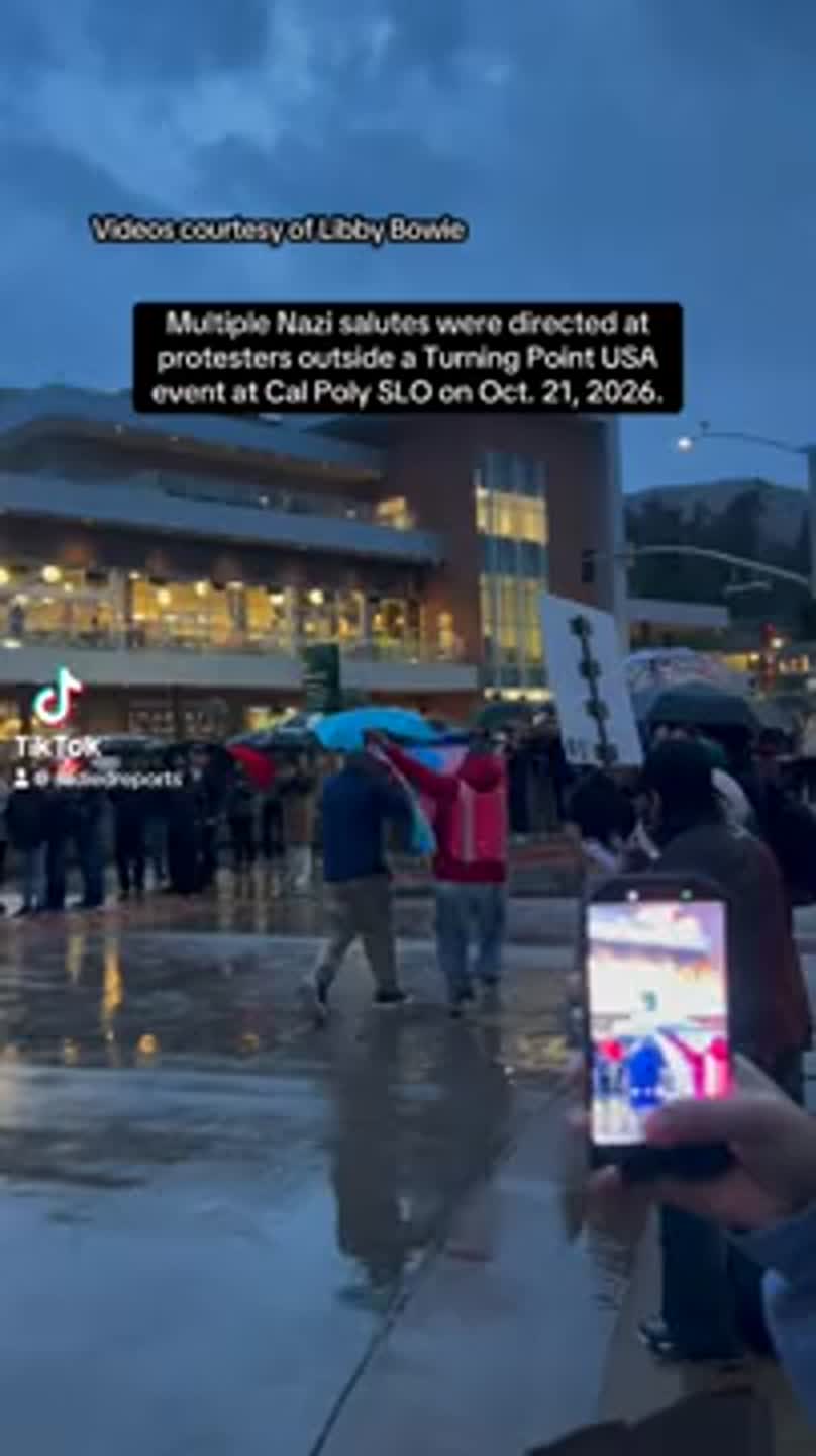 Men taunt protesters with Nazi salutes at Cal Poly SLO
