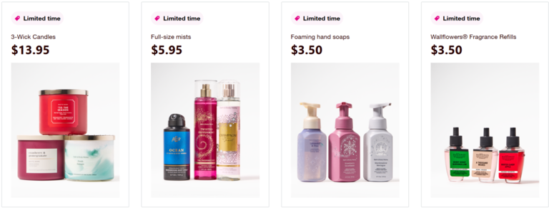 Bath & Body Works specials: $3.50 soaps and $5.95 mists!