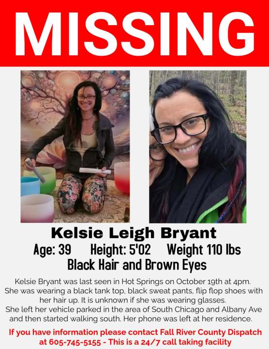Authorities looking for missing woman in Fall River Co.