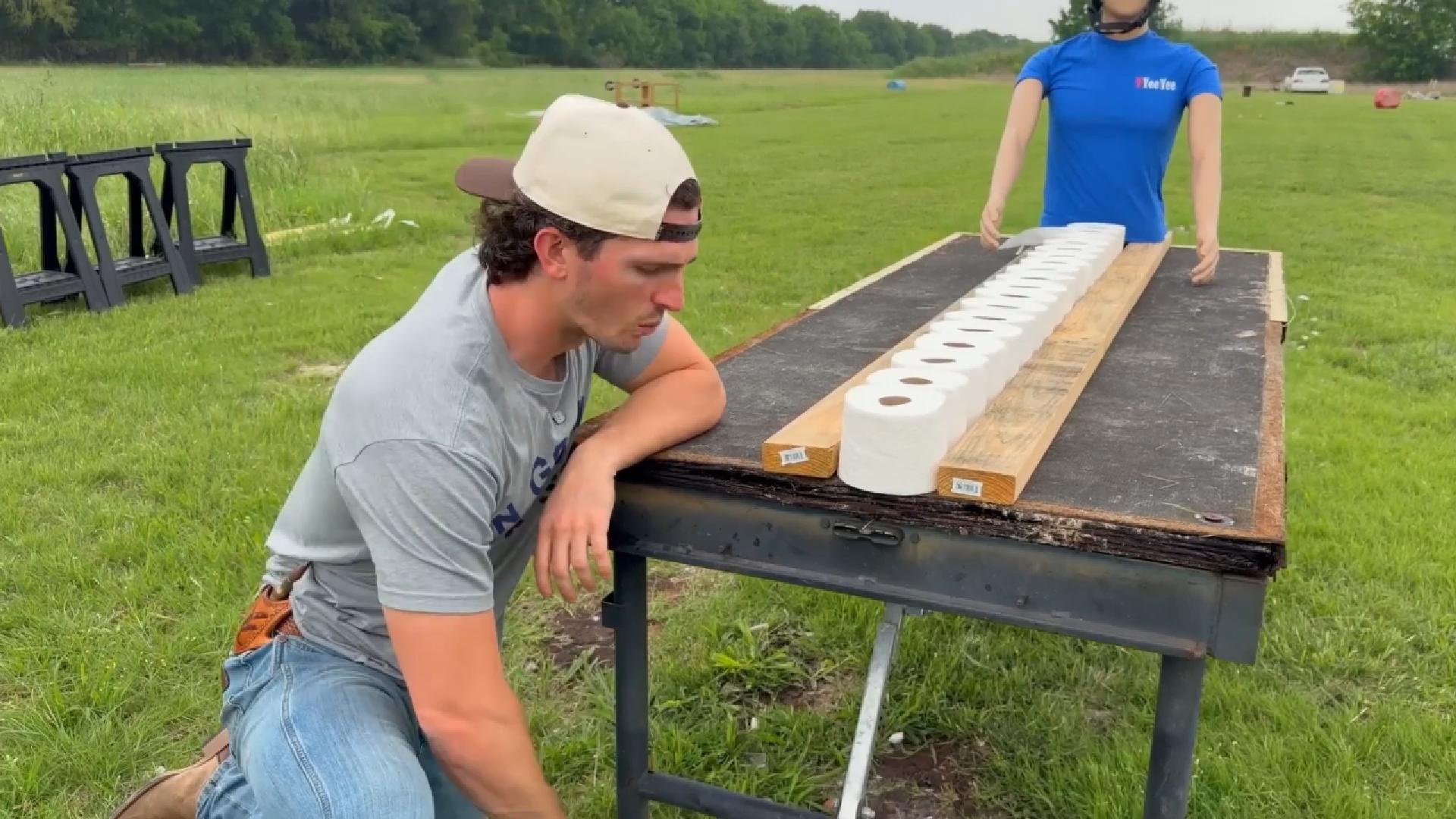 Toilet paper vs. a .50 cal bullet: Will the wall hold? - Part 1