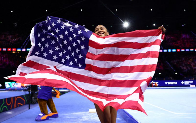 Gymnastics-Blakely wins world all-around title after injury setbacks