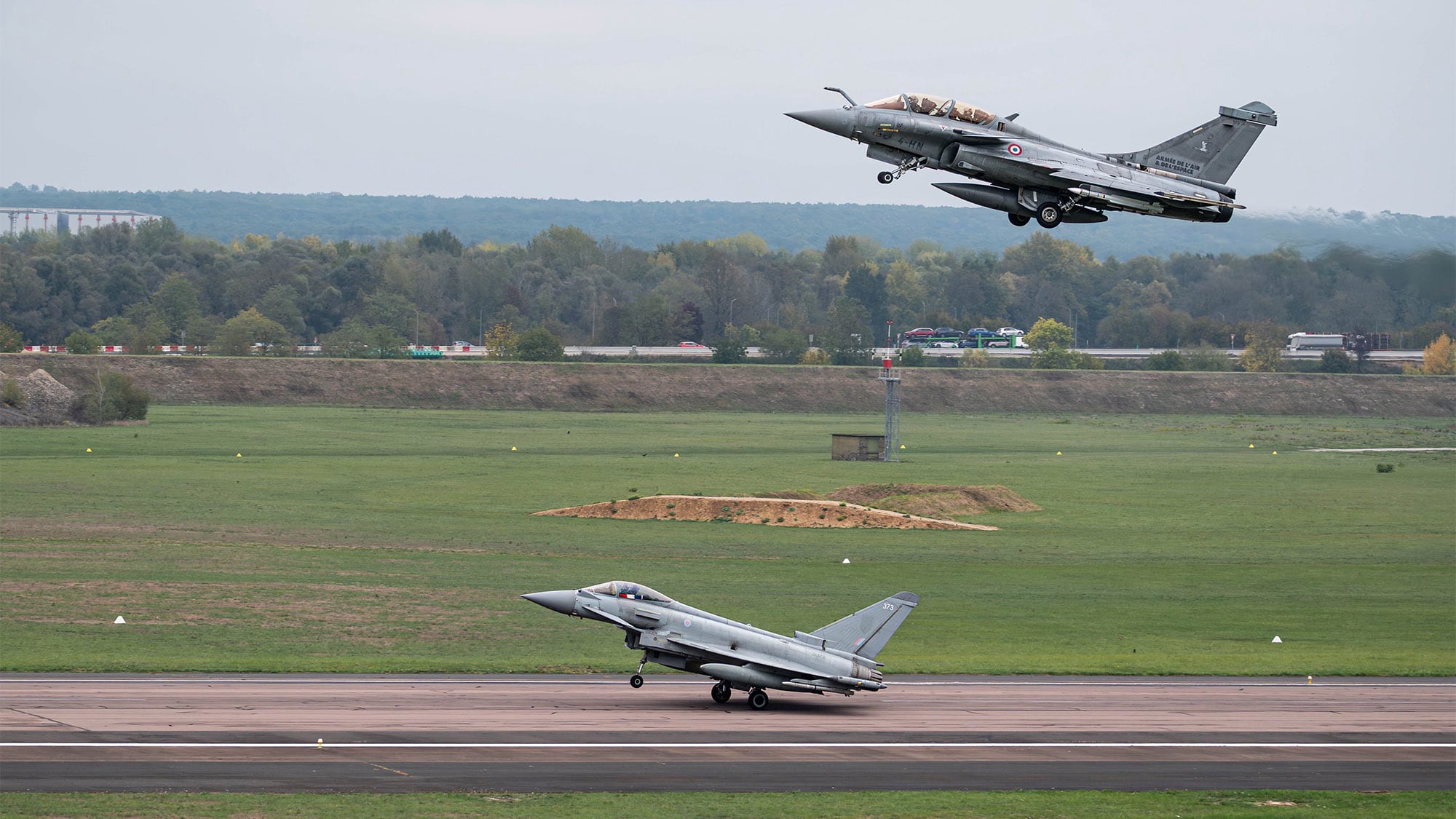 British Typhoons escort French Rafales in first joint nuclear strike drill