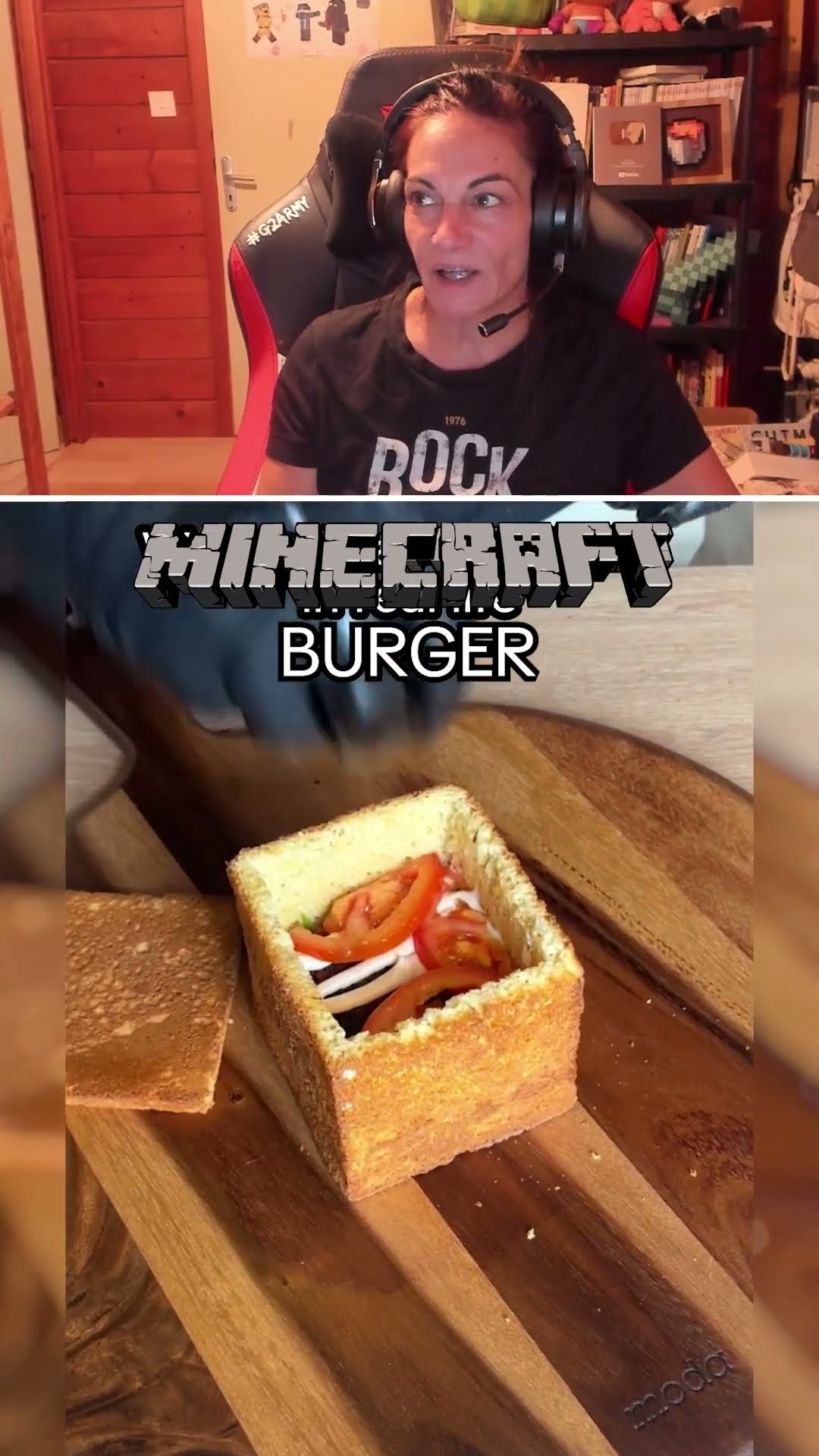 MA MÈRE React au BURGER MINECRAFT ??? #minecraft #shorts