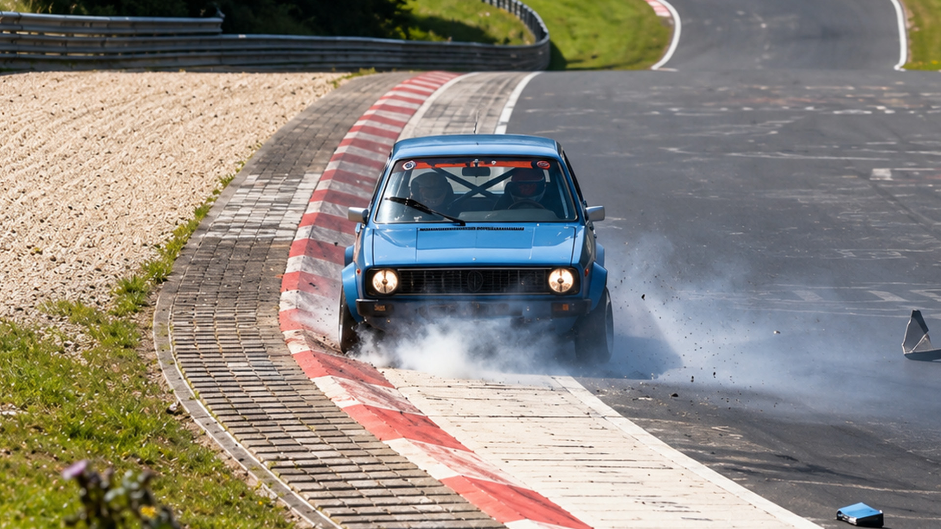 Several cars come dangerously close to crashing at Nürburgring