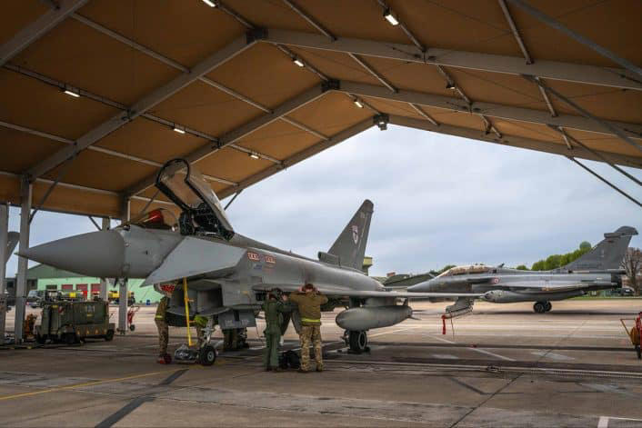 British Typhoons escort French Rafales in first joint nuclear strike drill