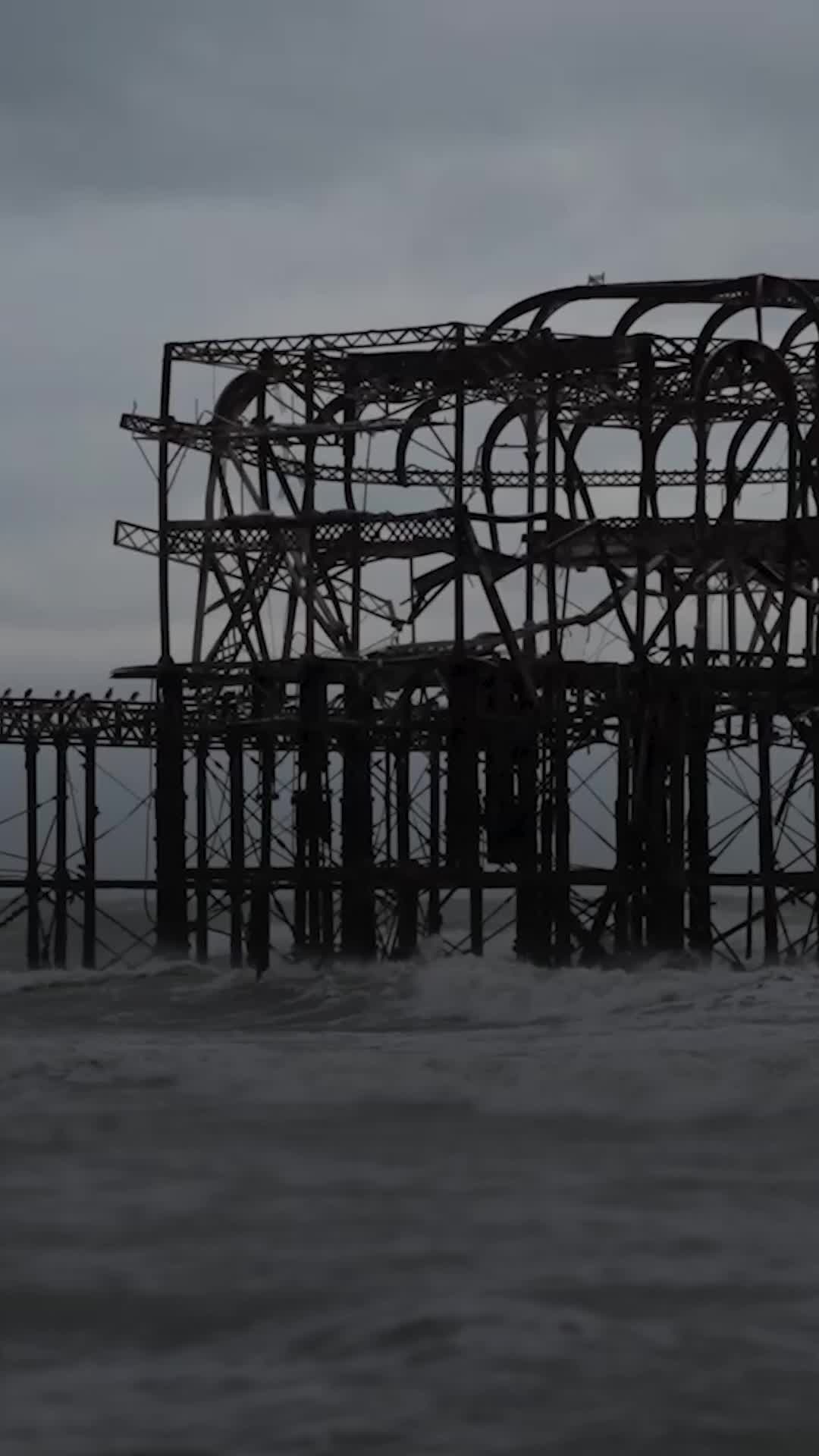 Part of historic Brighton pier collapses as storms bring heavy disruption