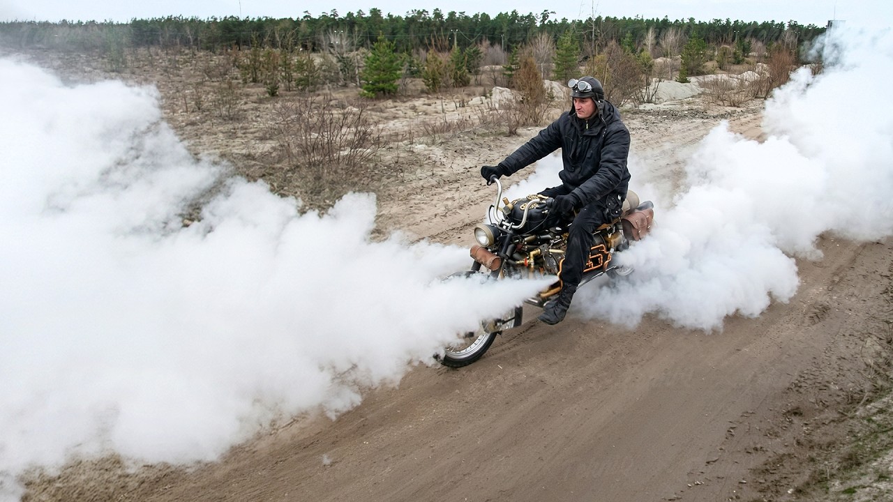 Riding the weirdest homemade steam motorcycle
