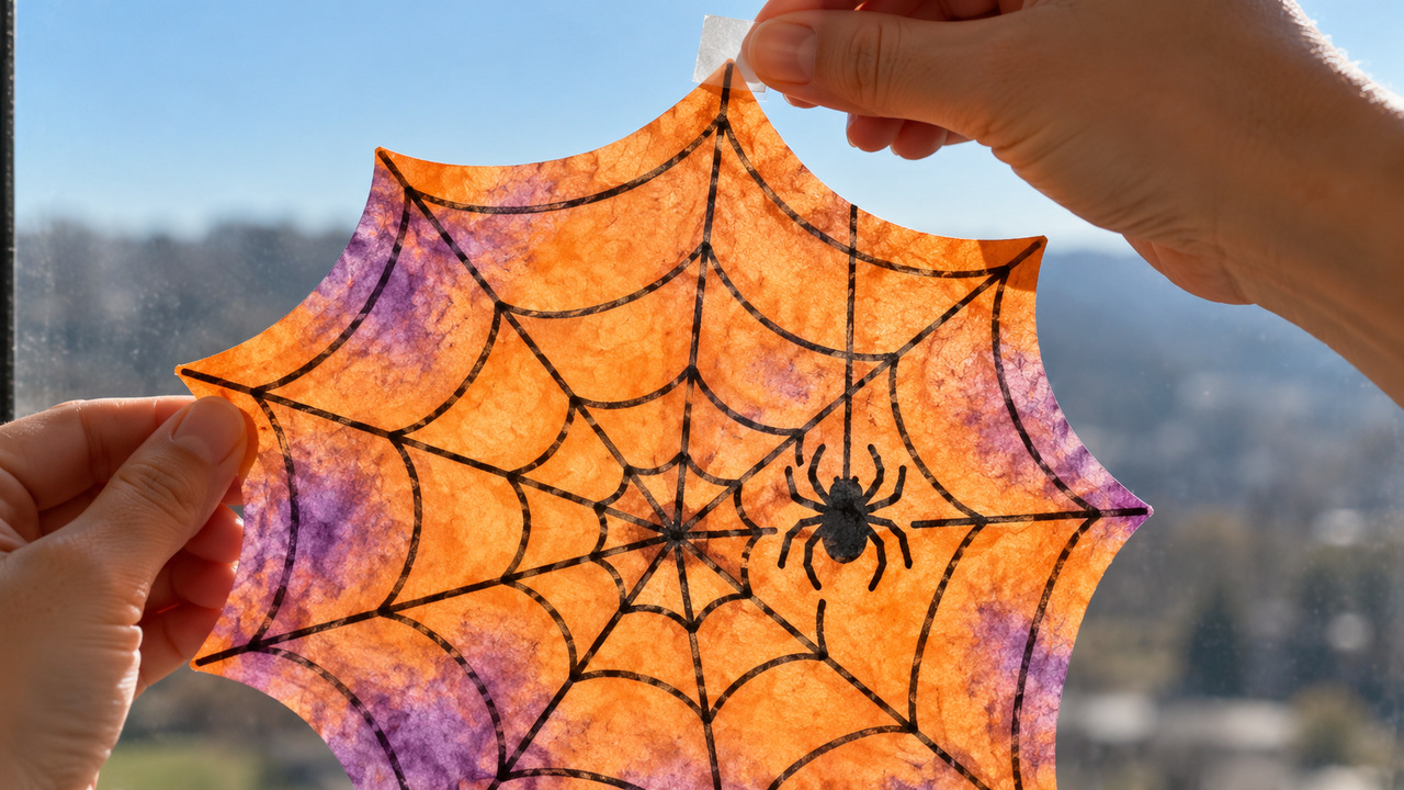How do you turn coffee filters into colorful spider suncatchers?