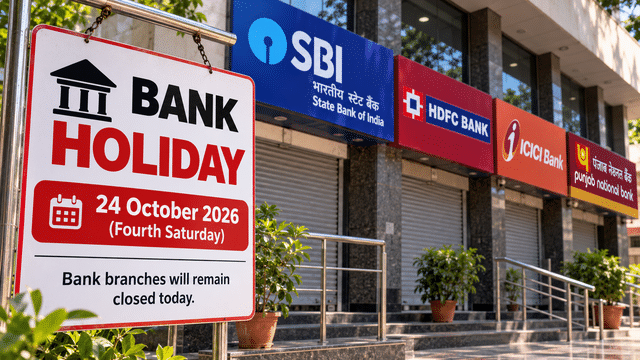 Bank holiday today, October 24, 2026: SBI, HDFC, ICICI and PNB branches ...