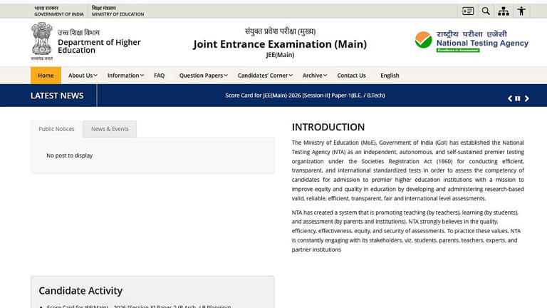 JEE Main 2027 registration awaited: Official website updated on October ...