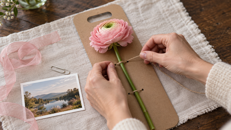 How to make a flower gift carrier using a ribbon bow