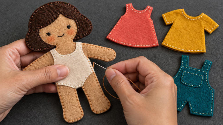 How do you make a felt doll with clothes that change?