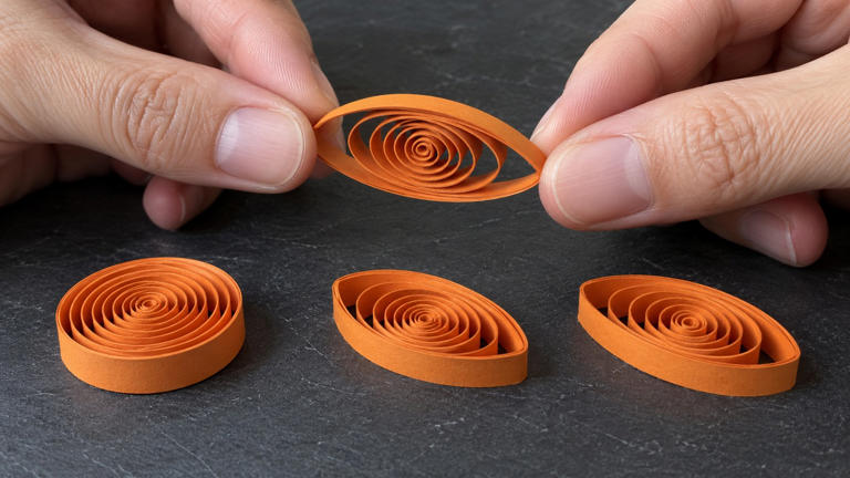 How do paper strips become little fall decorations?