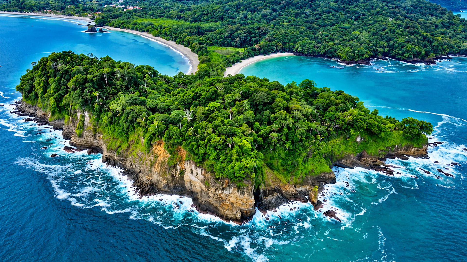 Tropische bossen verbergen turquoise baaien langs de kust van Costa Rica