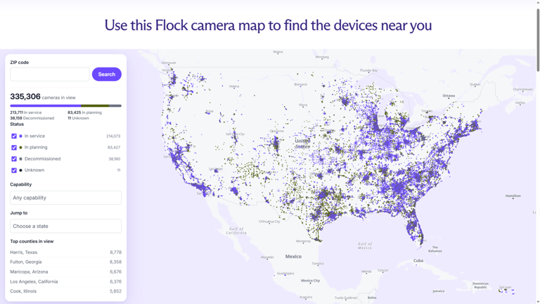 Proton hosts Flock map revealing over 300,000 cameras, defying legal ...