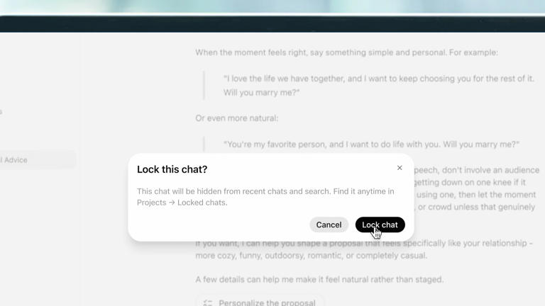 ChatGPT's new locked chats feature has a major privacy catch