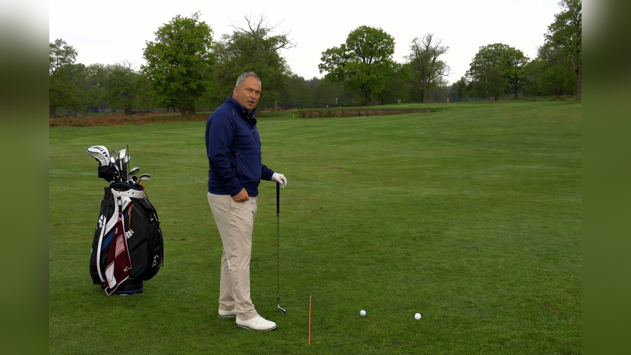 Alistair Davies teaches an inside golf swing path drill