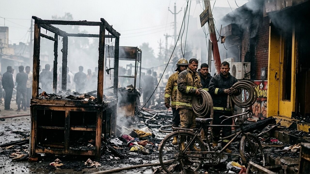 One dead following major fire at temporary shops in Noida's Raipur village