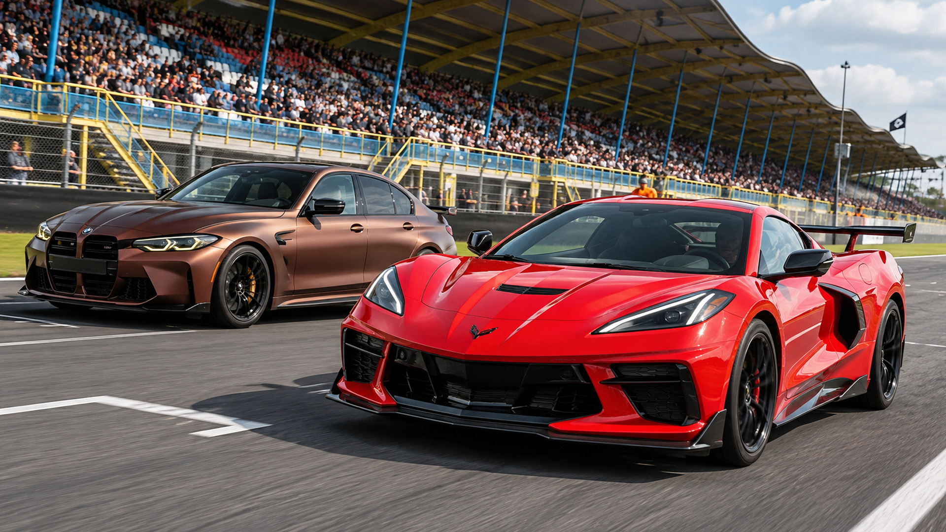BMW M5 e Chevrolet Corvette C8 em disputa no drag racing