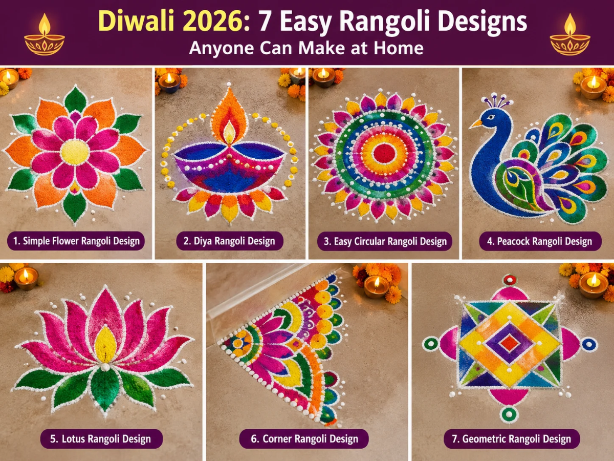 Diwali 2026 rangoli latest designs: 7 easy and beautiful patterns ...