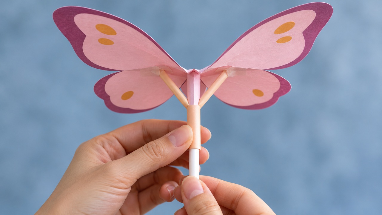 Want a paper butterfly with moving wings? Try this straw craft
