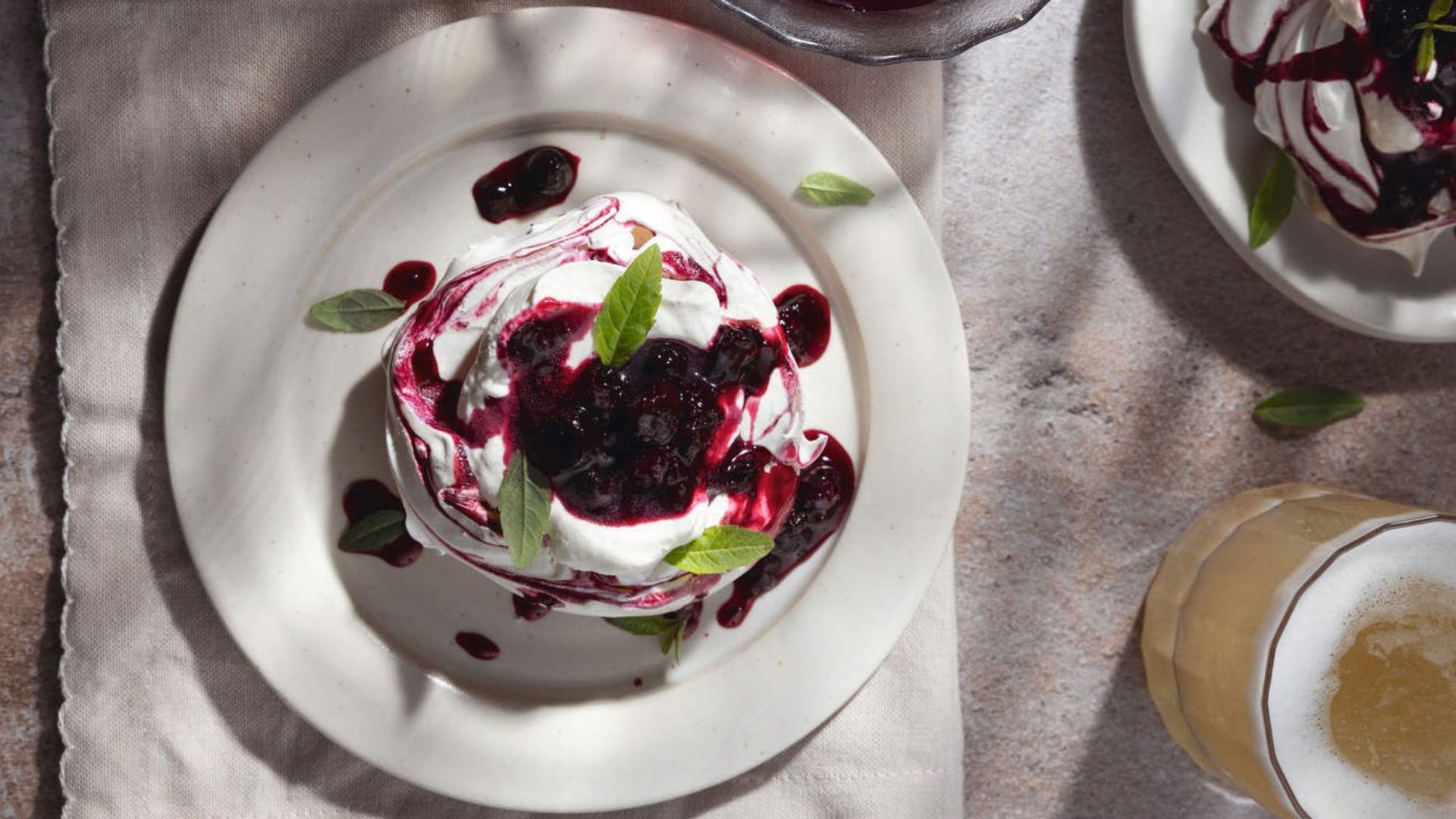 Boozy blackcurrant & lemon verbena meringues recipe