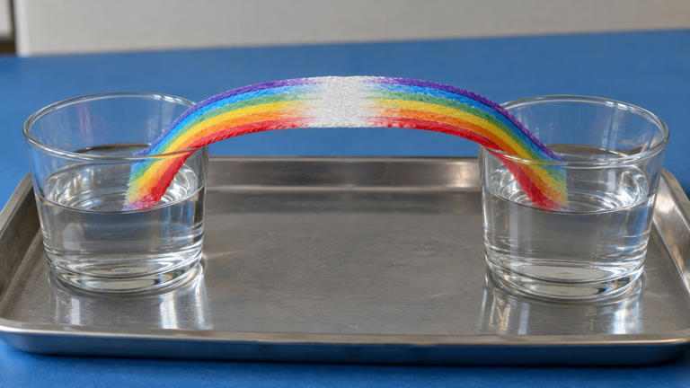How do you grow a rainbow with paper towels and markers?