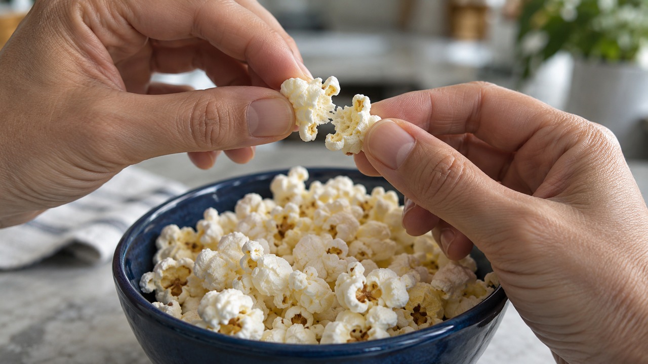 What happens inside a popcorn kernel before it pops?