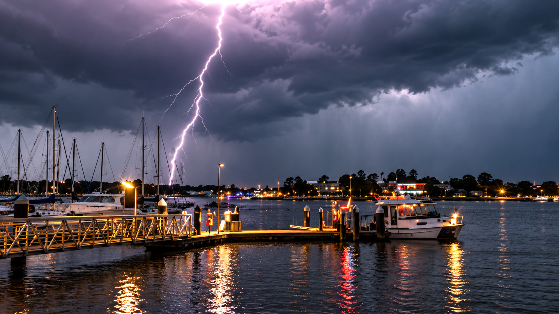 Dramatic lightning and heavy winds create a tense moment