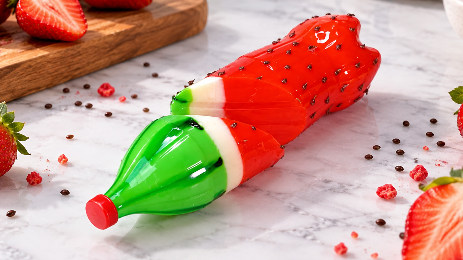 Colorful watermelon jelly with a smooth glossy finish