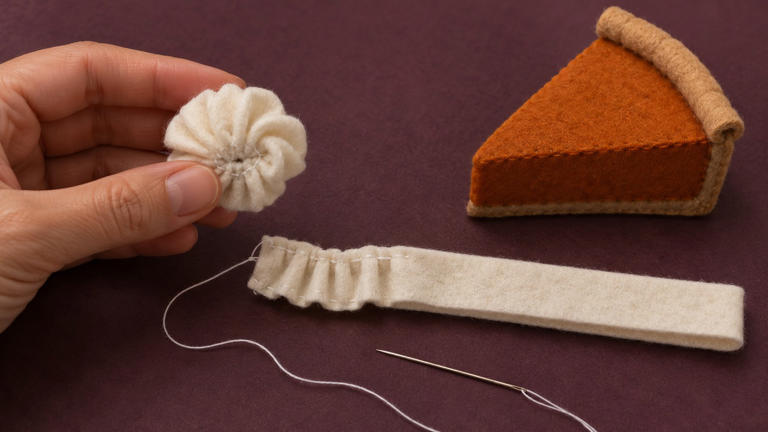 How to sew a felt pie slice with a cream topping