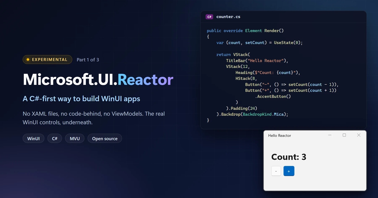 Microsoft introduces Reactor to build Windows 11 apps without XAML
