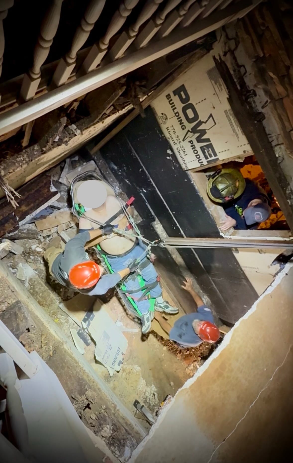 Person falls through porch into 20-foot hole