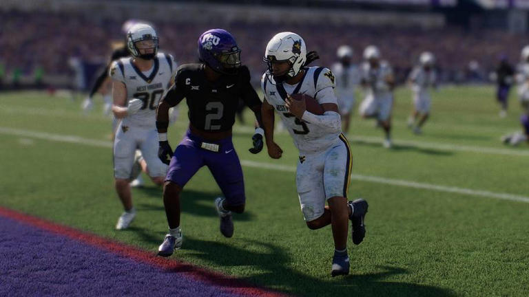 College Football 27 simulation results of West Virginia vs. TCU