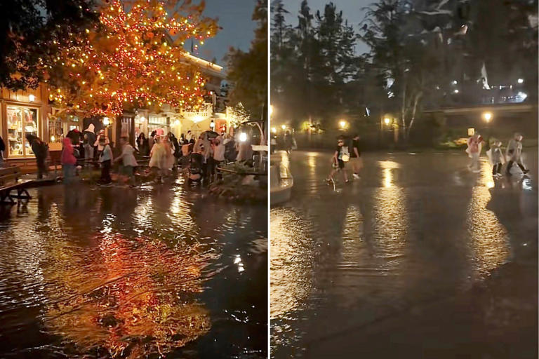 Freak floods hit Disneyland as guests left scrambling for higher ground ...