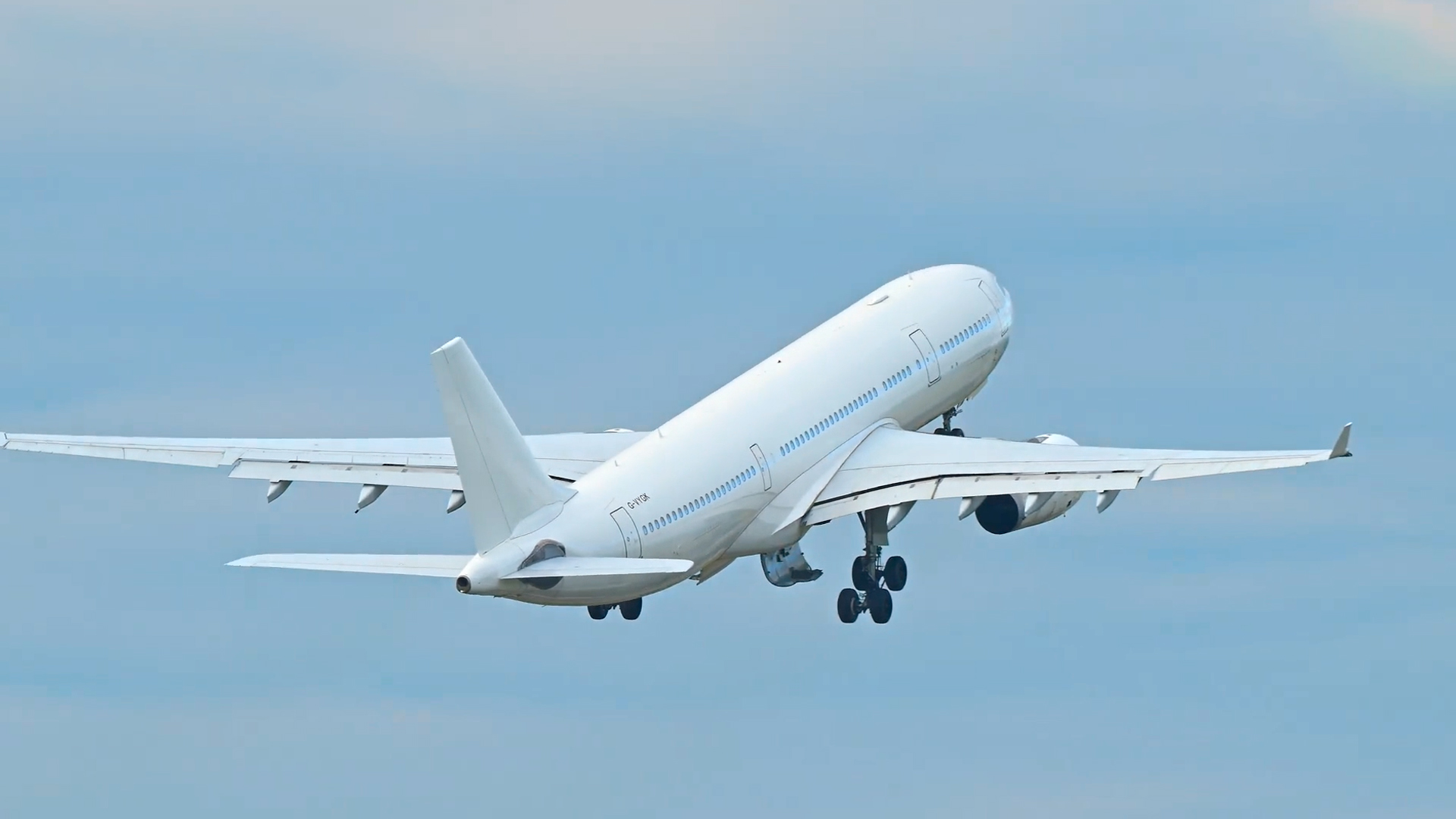 Empty Airbus A330 rockets off the runway