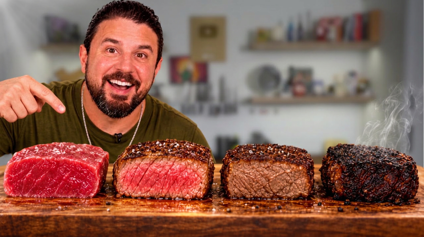 Steak cooked for 1 second vs. 1 hour gets wild!