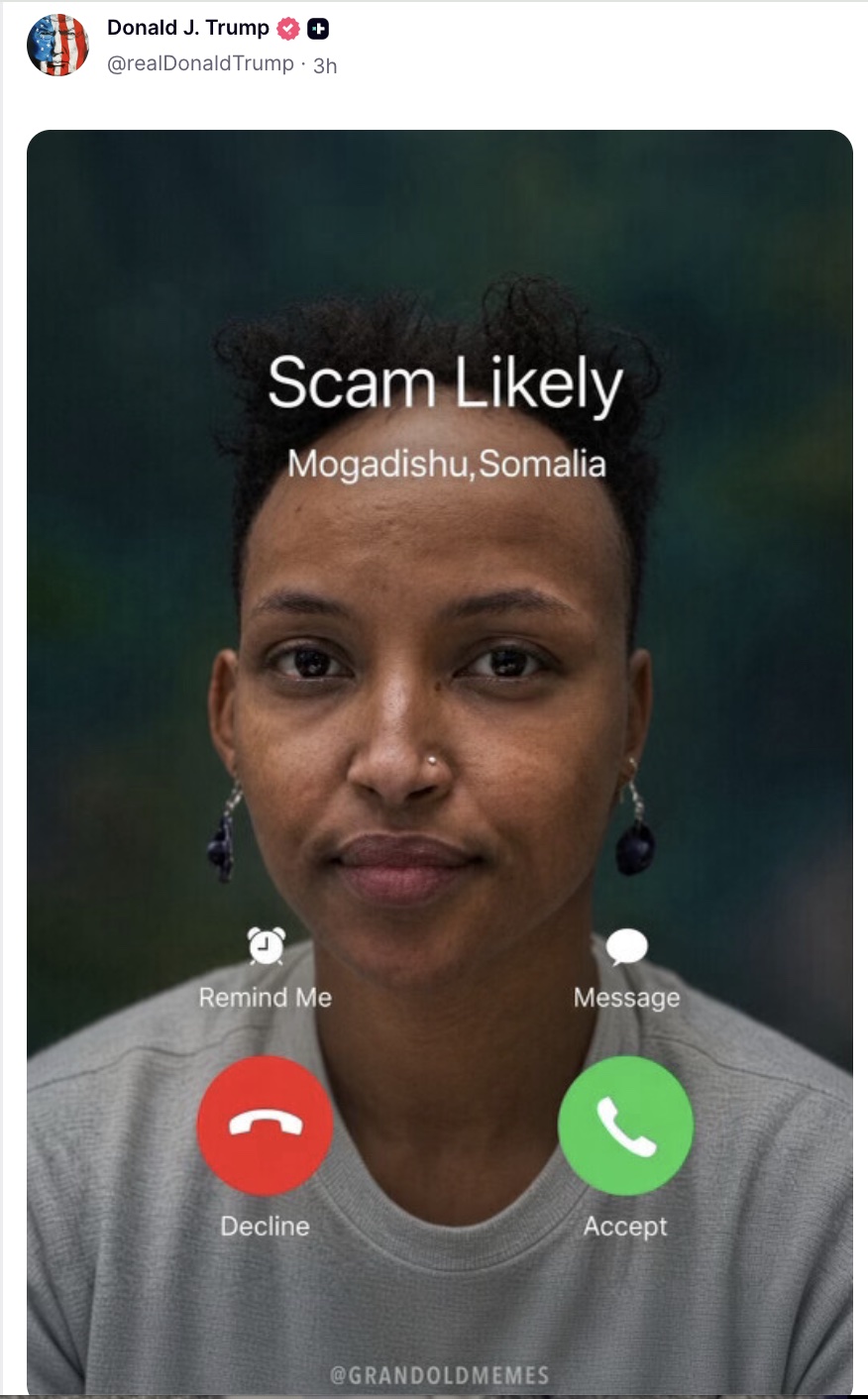 Trump mocks Ilhan Omar with iPhone scammer meme as fraud probe heats up