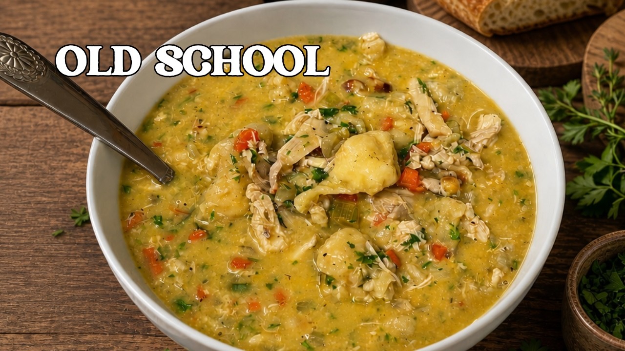 Old-fashioned chicken and dumplings like grandma made