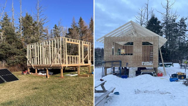DIY builder spends a year raising a 16x20 off-grid cabin on 100 wooded ...