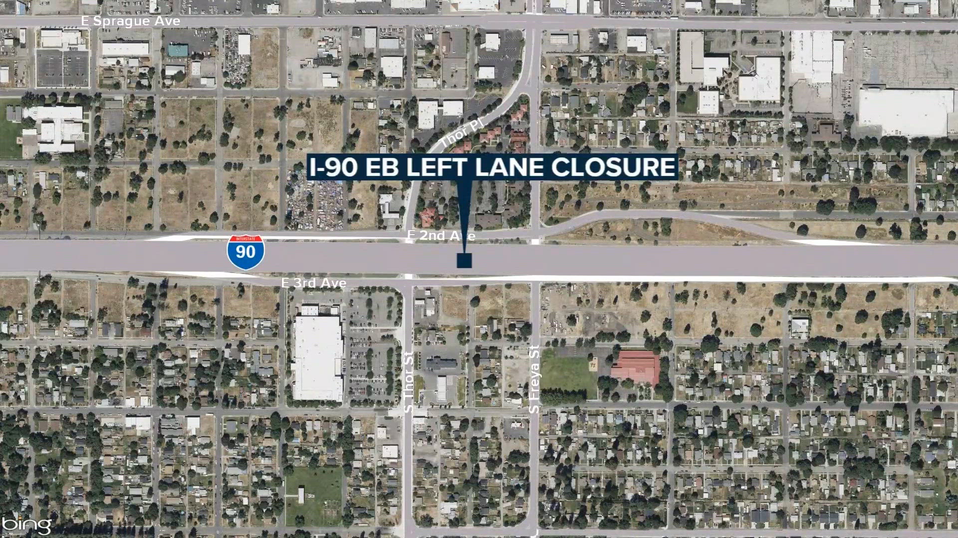 Left lane of east I-90 near Thor/Freya interchange to close overnight ...