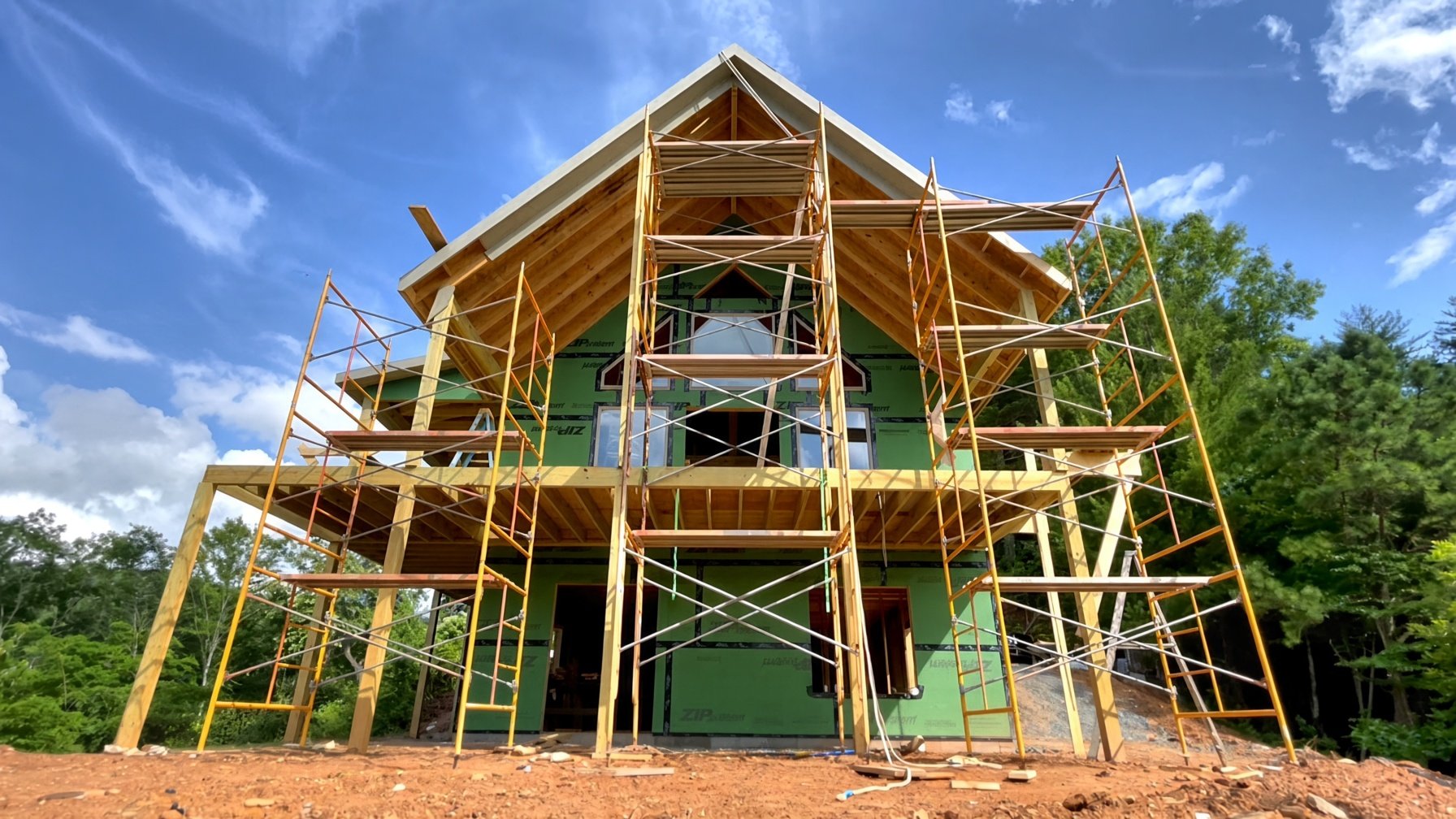Steep roofs are tough: Building Nantahala #17
