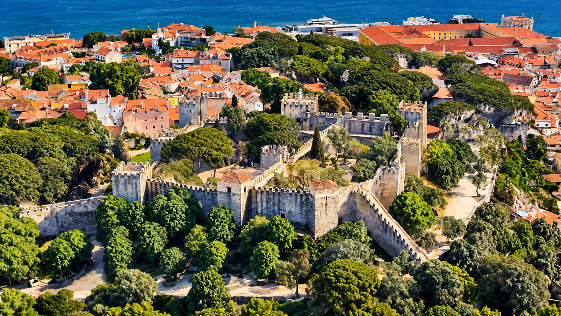 Castelo de São Jorge crowns Lisbon’s hills with walls and towers