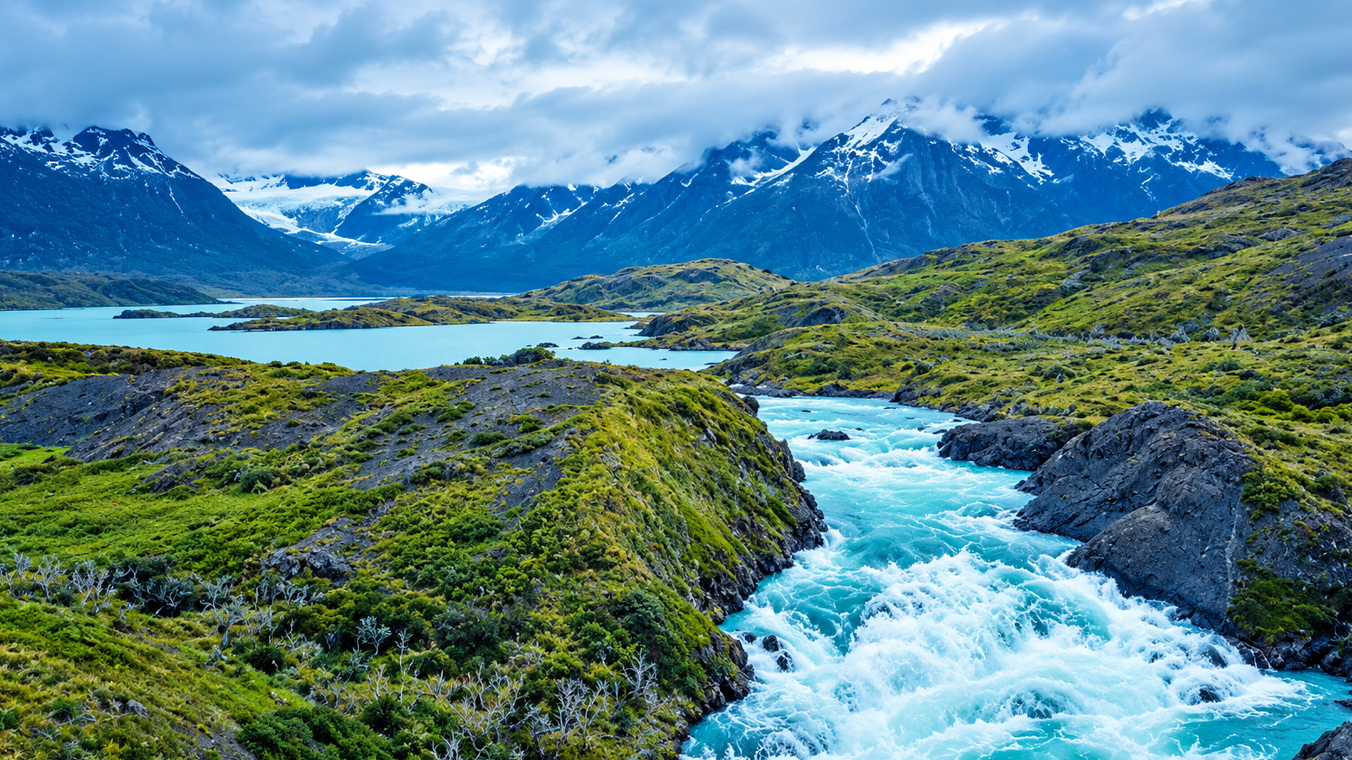How do glaciers turn mountain rivers bright blue?